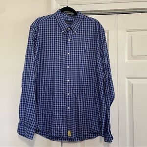 Ralph Lauren Men's Button Down Blue White Plaid Shirt Size XXL